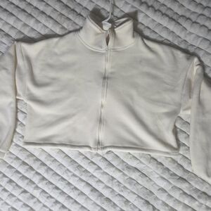 Cream Zip-Up Cropped Jacket